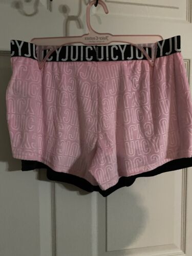 JUICY COUTURE BLACK & PINK VELOUR RHINSTONES LOGO~JC1751~ SLEEP SHORTS ALL SIZES