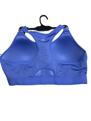LAYER 8 MAXIMUM SUPPORT SIZE LARGE SPORT BRA FITTED Blue/SilverFront Zipper-NEW