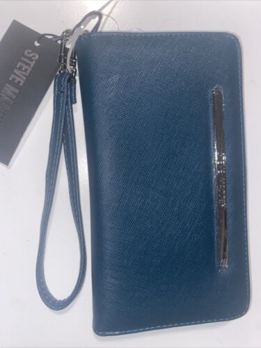 STEVE MADDEN WALLET WRISTLET TEAL GREEN SMOOTH TEXTURED SILVER ZIPPER~REAR FIND!