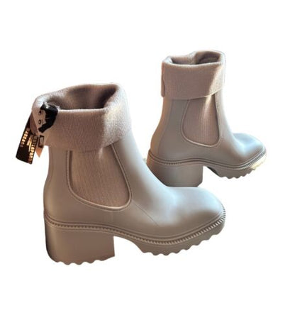 Circus By Sam Edelman~Kala Square Toe Women's Beige Boots 9M~Folded Cuff~UNIQUE!