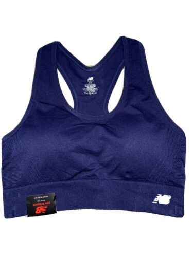 New Balance Medium Impact Sports Bra Style # 112011 Blue/Silver Size 2X