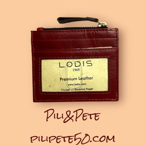 Lodis Wallet Red Rodio Card Case~RFID Protection Glaze Genuine Leather-UNIQUE!