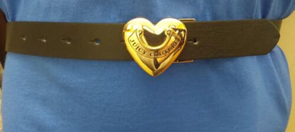 JUICY COUTURE BELT REVERSIBLE BLACK TO TAN WITH GOLD HEART BUCKLE BEAUTIFUL!!