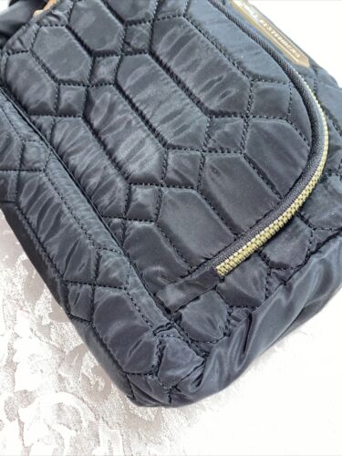 Aimee Kestenberg  Isabela Black Python Quilted Cosmetic Bag Gold Hardware NEW