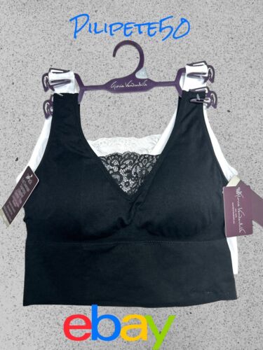 GLORIA VANDERBILT Set of 2 Black / White Longline Comfort SPORT BRA~2X~FEMININE!