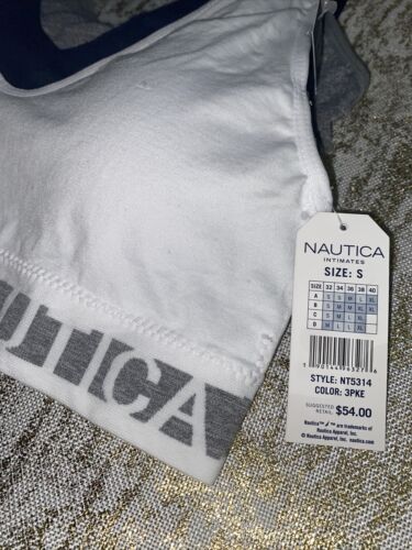 NÁUTICA Comfort  STYLE-NT5314 Sport Bra Small -3 Bras White, Gray, Blue MSRP $54
