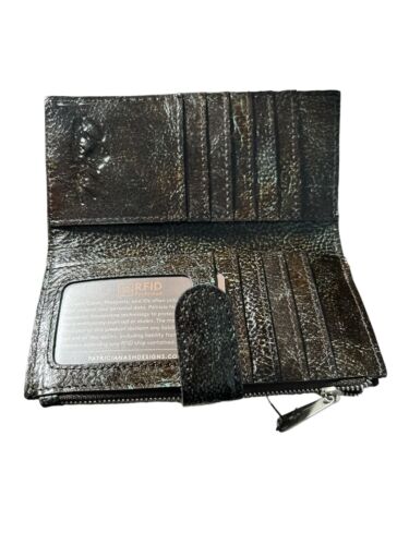Patricia Nash~Nazari Leather Turquoise & Brown ~ Bi-fold Wallet P419133 ~ UNIQUE
