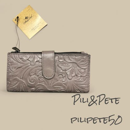 Patricia Nash~Nazari Leather Tool Stone ~ Bi-fold Wallet P419244 ~REAR FIND $89