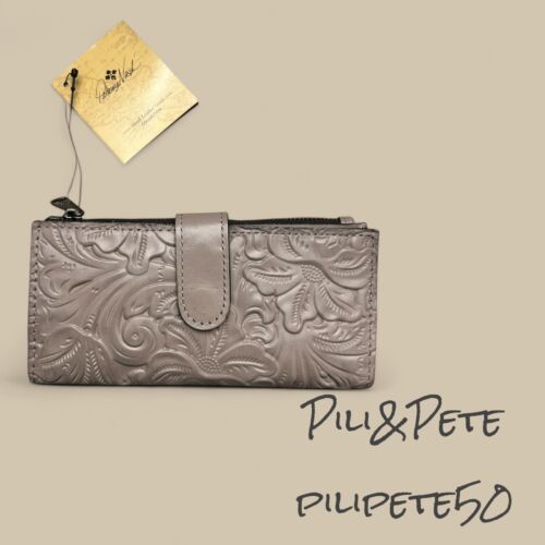 Patricia Nash~Nazari Leather Tool Stone ~ Bi-fold Wallet P419244 ~REAR FIND $89