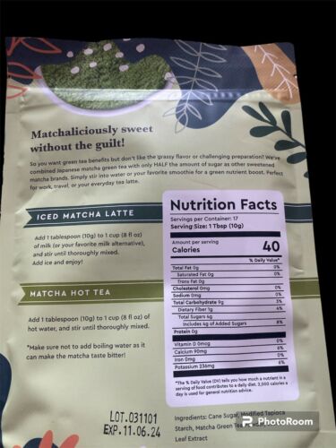 MATCHA Matchalicious Premium Japanese Sweetened GreenTeaPowder 6 oz~17 Servings