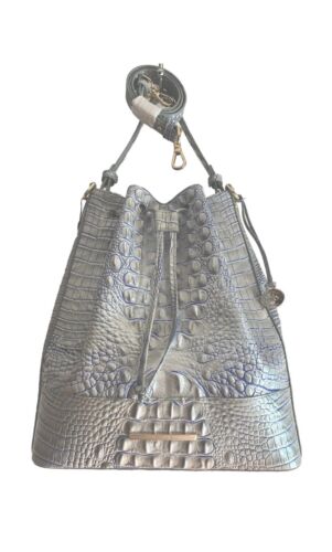 Brahmin Marlowe Bucket Shoulder  Handbag~Eggshell~Silver & Blue Melbourne~NWT