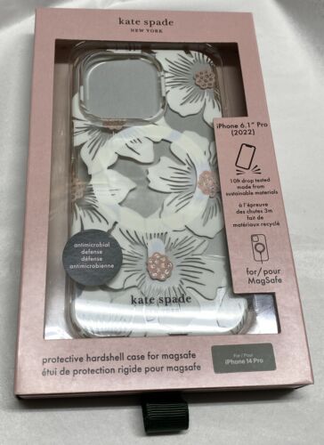 Kate Spade Phone Case iPhone 14 Pro  6.1" Floral Pink Rhinestone Beautiful!!!