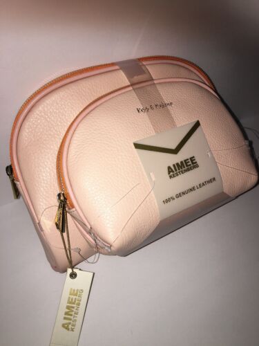 AIMEE KESTENBERG SET OF TWO COSMETIC BAGS~Genuine LEATHER ATHENA -Retail $98