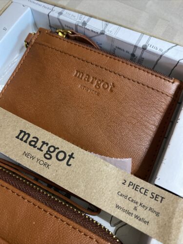 Margot New York Leather Cyrus Wristlet & Kate Card-Case Style# MG3004-CR~ UNIQUE