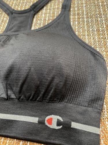 Champion Women Spaghetti Strap Racerback Seamless Sports Bra Black Size L NEW