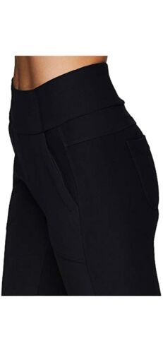 Avalanche Women Combo Stretch Woven Front Knit Slim Fit Pant with Pockets LARGE