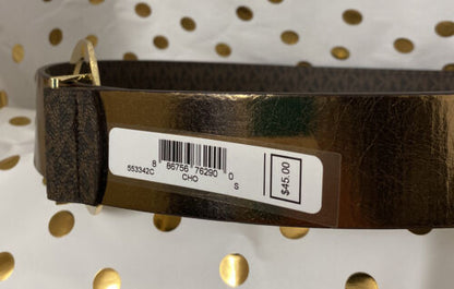 MICHAEL KORS BELT CHOCOLATE MK LOGO WITH LARGE MK LOGO GOLD ROUND BUCKLE YES!!