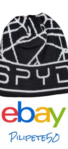 Spyder Jaquard Logo Beanie Hat Cap Black Graphic Ski and Snowboard New MSRP $35