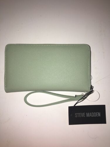 STEVE MADDEN WALLET WRISTLET SEAFOAM (BLUE GREEN) SMOOTH TEXTURED