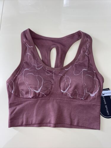 Women's Tahari Sport Rose Pink Sports Bra Size M G1 Removable Cups NEW-UNIQUE!