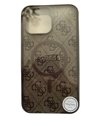 Guess Slim Profile~Protective Case iPhone 13 & 14 ProMax~Brown Logo REAR FIND