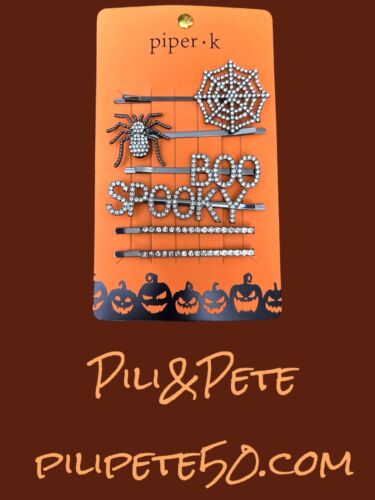 Piper K  Halloween Hair Accessories Boo, Spooky, Spider & Spider Web~Rhinestones