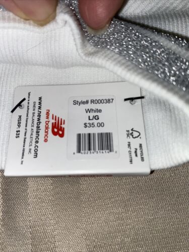 New Balance Sports Bra Style R000387 Medium Impact~White/Silver LARGE~SUPER CUTE