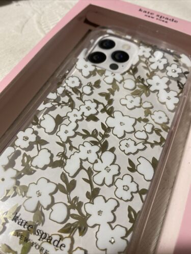 Kate Spade Phone Case iPhone 11  ProMax Floral White With Glitter Rhinestones