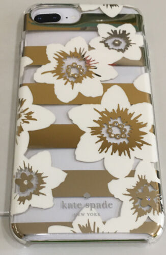 KATE SPADE PHONE CASE WHITE FLOWER GOLD ACCENTS RHINESTONE iPhone 8,7,6s,6 PLUS