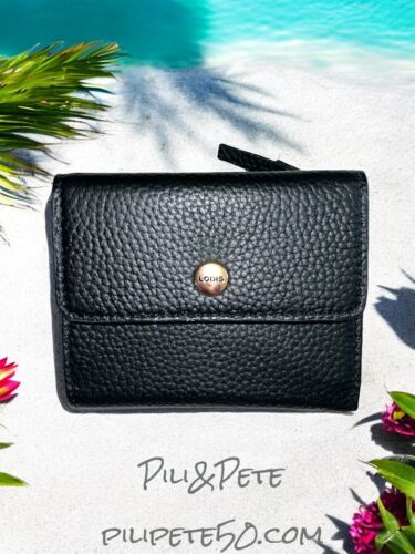 LODIS Bifold Wallet & Coin Purse Black Pebble  Leather -ABSOLUTELY BEAUTIFUL!!!