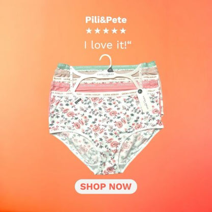 Laura Ashley ~ Women's Brief Underwear Panties Floral 5-Pair Polyester (A) ~ 2X