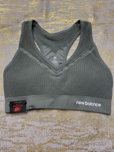 New Balance Sports Bra Green Seed Style 112003 Removable Cups Size Large