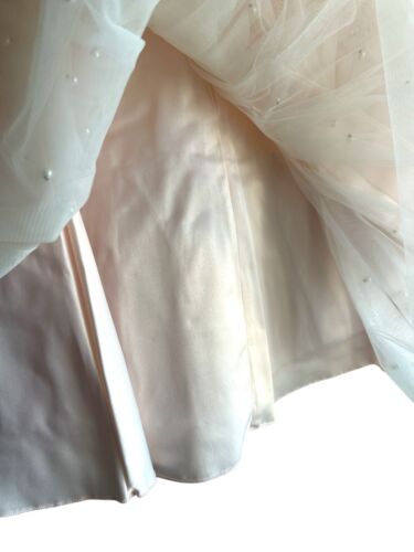 American Princess Girls Dress Blush Pink & White Custom Pearls Over Tulle~ Sz  8