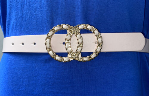 JUICY COUTURE BELT PINK BEAUTIFUL PINK AND GOLD CIRCLE BUCKLE