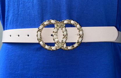 JUICY COUTURE BELT PINK BEAUTIFUL PINK AND GOLD CIRCLE BUCKLE