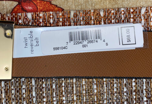 Michael Kors Belt Reversible Black to Luggage (Tan) Leather Gold MK Logo Buckle