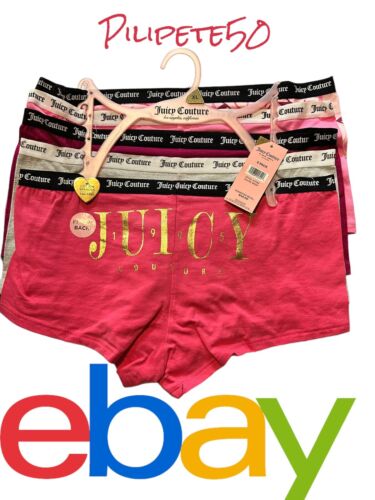 Juicy Couture~Women Boyshort Underwear Panties Cotton Blend 5-Pair JC7530~WOW~XL