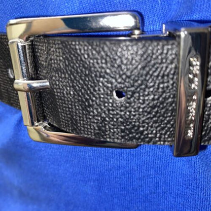 MICHAEL KORS BELT REVERSIBLE BLACK LARGE LOGO/METALLIC SILVER WITH SILVER BUCKLE