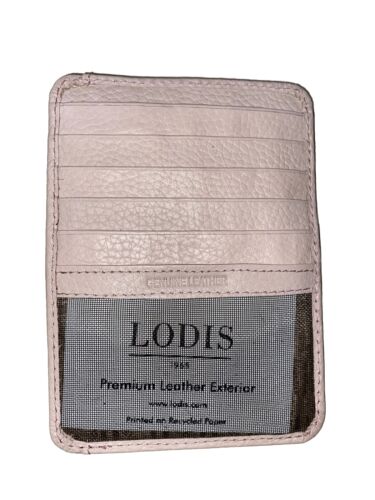 Lodis Blush Pink RFID Protection Card Case Window ID Genuine Leather Wallet