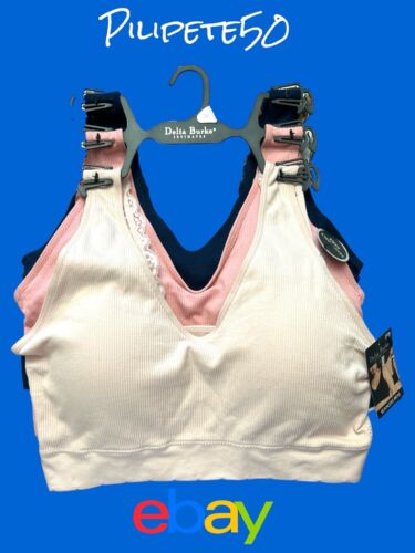 Delta Burke 3-Pack Seamless Bras Size 2X Soft Comfort Lounge Removable Pads NEW