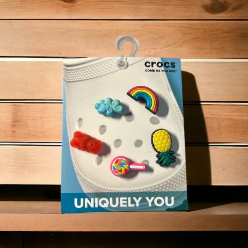 Crocs Jibbitz Uniquely You Happy Candy Rainbow Trendy Charms 5 Pieces