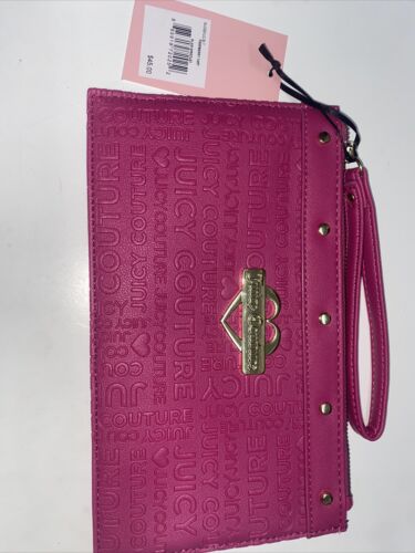 Juicy Couture~Wristlet Raspberry Tart & Gold Studs ~Glam Wristlet~Stamp~CUTE