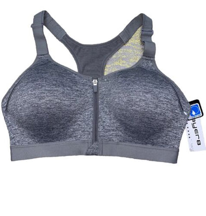 LAYER 8 MAXIMUM SUPPORT SIZE 2XL Sports Bra HEATHER GRAY Fitted Front Zipper-NEW