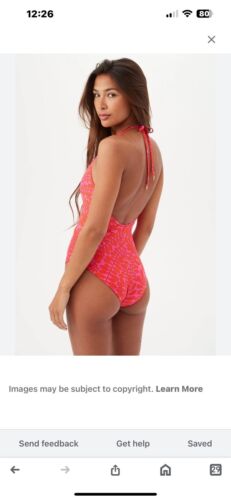 Trina Turk Trellis Twist Plunge Maillot~One Piece Swimsuit- Size 10~Pink/Orange
