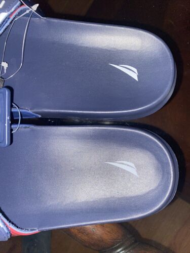 Nautica Bower Athletic Adjustable Slides Sandals, Mens Size 10, Navy White & Red