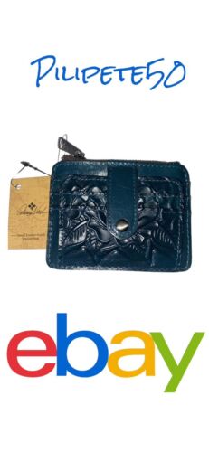 Patricia Nash CASSIS Leather CC ID Case RFID-Blue Coral Rose Tool~CLASSIC BEAUTY