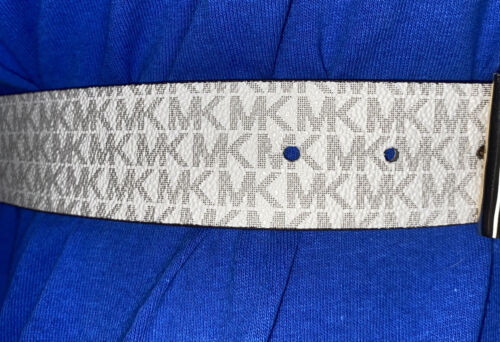 Michael Kors Belt Vanilla/Luggage Reversible Printed MK Logo and Buckle ALL SIZES!