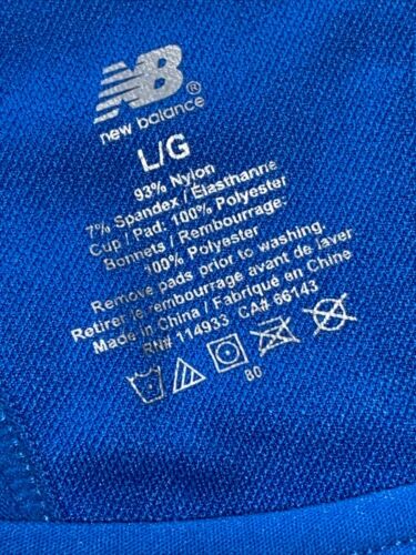 New Balance Medium Impact Sports Bra~Style R000542 Sze L~ELECTRIC BLUE~REAR FIND