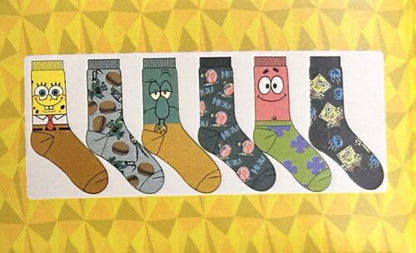SpongeBob SquarePants Assorted Icons Men's 6-Pair Pack of Crew Socks Multi-Color