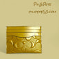 COACH CU119 Slim Id Card Case Wallet In Signature Patent Leather Gold